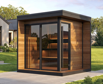 Відкрита сауна HIKI L Thermowood на 4-5 осіб - Сучасна електрична сауна в саду