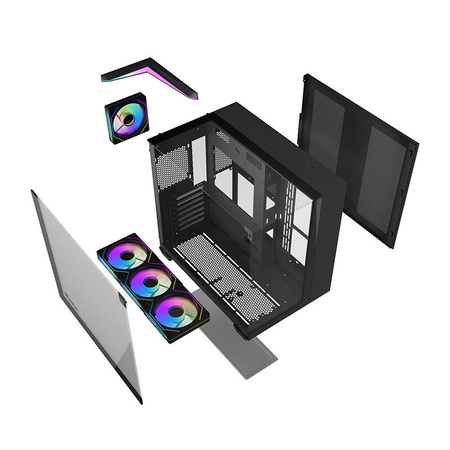Darkflash TH285 Computergehäuse (schwarz) + 4 Lüfter
