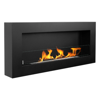 Bioșemineu montat pe perete cu sticlă 900x400 Box negru structural mat pentru confortul dumneavoastră