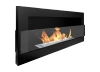 Chimenea de bioetanol de 900x400 cm con cristal, estructura negra, moderna chimenea de bioetanol.