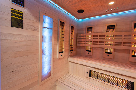 MO-EA4R-M COMBO Sauna infravermelha/finlandesa com aquecedor HARVIA 8 kW e pedra de sal
