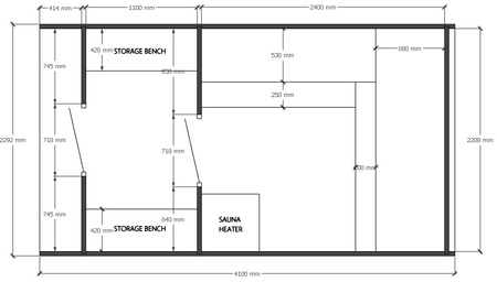 Luxuriöse Außen-Sauna CUBE MODERNO PLUS Premium - ganzjährig für den Garten