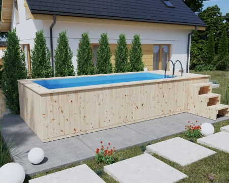 Houten zwembad met polypropyleen liner 580x240 cm – een modern en duurzaam tuinzwembad
