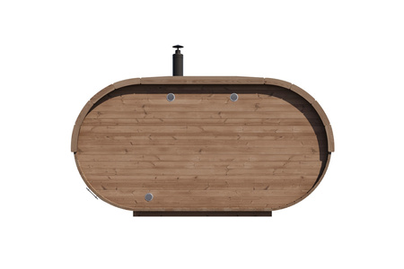 Sauna Ovale Raiki Extérieur pour 4 personnes / Poêle Électrique Harvia ou à Bois Harvia / Épicéa Scandinave Traité Thermiquement de Haute Qualité | Wellness | Relax | SPA | Prêt à Monter | Verre Panoramique
