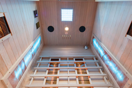 Sauna de infrarrojos con piedras de sal del Himalaya MO-EA2R | Wellness | Relax | SPA | Madera Termotratada | Madera Natural
