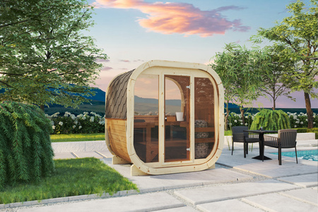 Außensauna Eke 130 für 3-4 Personen / Nur Elektroheizung / Hochwertiges nordisches Fichtenholz (Pine Thermal Wood) | Wellness | Entspannung | SPA | Wellness | Entspannung | SPA | Nordic Style | Thermal Wood