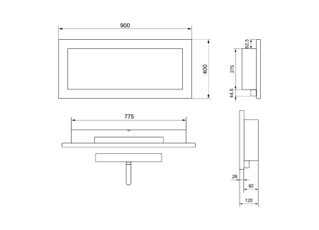 Біокамін 900x400 Black Structural - сучасний біокамін на біоетанолі без димоходу