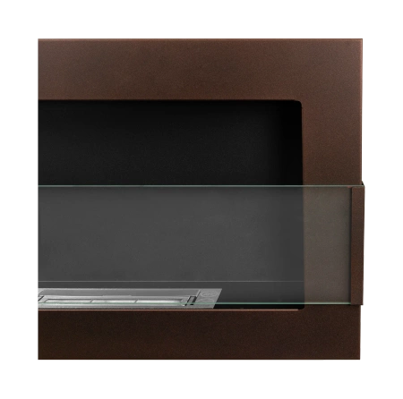 Επιτοίχιο βιο-τζάκι με γυαλί 650x400 – ματ καφέ δομικό τζάκι βιοαιθανόλης για εσωτερικούς χώρους