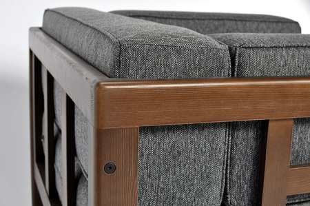 Дървен градински фотьойл EDEN тъмнокафяв/бежов | удобен градински фотьойл, модерен стил, за тераси и балкони