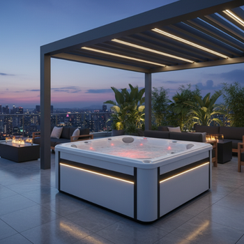 Jacuzzi de luxo OF-6005 Pro – SPA profissional para 6 pessoas com 73 jatos, LED, Bluetooth e ozonização