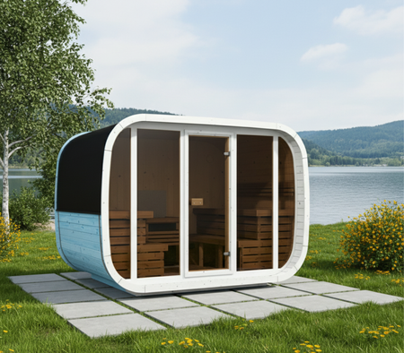 Saună Klaar în aer liber pentru 4-6 persoane / Numai încălzire electrică / Molid nordic de înaltă calitate (lemn termal de pin) | Wellness | Relaxare | SPA | Wellness | Relaxare | SPA | Stil nordic | Lemn termal