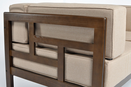EDEN 2-seters hagesofa i tre, mørk brun/beige