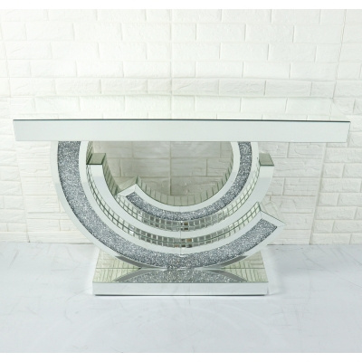 Klaaskonsool 120×80×35 cm - peegel, läbipaistev, kristallidega kaunistatud