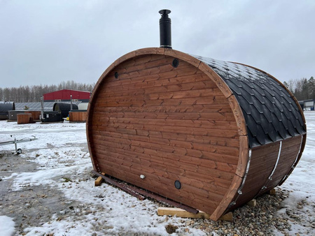 Soikea sauna Frodo 195 Outdoor 8 hengelle / Harvia Harvia sähkökiuas tai Harvia puukiuas / Korkealaatuinen lämpökäsitelty skandinaavinen kuusi | Wellness | Relax | SPA | Home SPA | Luonnonpuu | Luonnonpuu