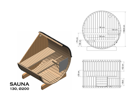 Utendørs Sauna EDA 130 – Klassisk Hagesauna for 2–3 Personer med Elektrisk Ovnsystem for Avslapning i Hagen