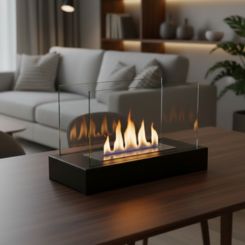 Chimenea bio independiente Glow negro mate estructurado