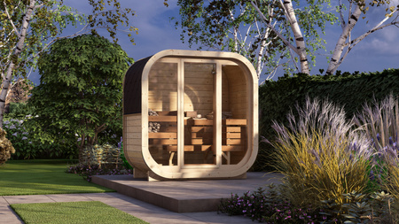 Outdoor sauna AMORA for 2–3 people / Electric heating only / Spruce and Thermowood construction | Wellness | Relax | SPA | Natural Wood | Premium Thermowood