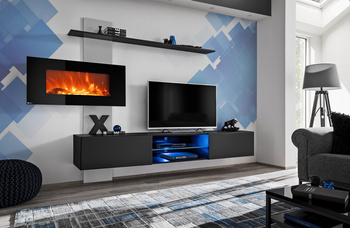 Bio fireplace in built-in furniture Modern fireplace TV cabinet Wall-mounted ZPG FLE Built-in in the cabinet