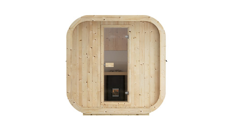 Icon 200 S udendørs sauna til 4 personer / Elektrisk eller brændefyret Harvia komfur / Skandinavisk gran af høj kvalitet (Thermowood)