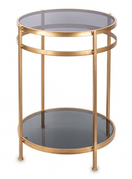 Metallbord med glas i gylden farve – moderne design, 61x48x48 cm