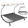 Double Garden Lounger | Beach lounger with adjustable canopy hammock for patio balcony Grey | Garden hammock on a stand, outdoor relaxation