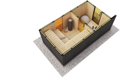 "Musta Black Garden Sauna" 400x200 cm | Wellness | Relax | SPA | Wellness | Relax | SPA | paruošta įrengti | panoraminis stiklas