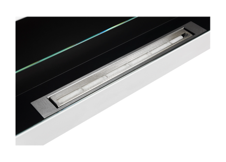 Lareira a bioetanol de parede 900x400 com vidro - branco brilhante, lareira a bioetanol moderna