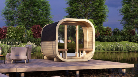 "Eke 280" lauko pirtis 4-6 asmenims / Elektrinė arba "Harvia" malkomis kūrenama viryklė / Aukštos kokybės šiaurietiška eglės (pušies terminė mediena) | Wellness | Relaxation | SPA | Wellness | Relaxation | SPA | Nordic Style | Terminė mediena