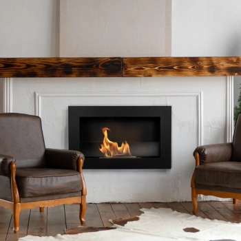 Biocamino 650x400 Slim con vetro – nero, camino moderno al bioetanolo