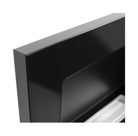 Ripustettava biotakka lasilla 650x400 - kiiltävä musta, moderni bioetanolitakka