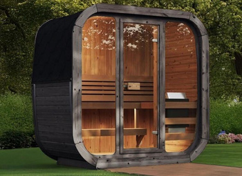 Sauna zewnętrzna Icon 125 Black Limited Edition dla 2-3 osób / Tylko ogrzewanie elektryczne / Wysokiej jakości ściana z Thermowood | Wellness | Relax | SPA | Naturalne Drewno | Drewno Thermo