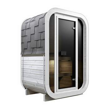 Puutarhasauna ULLA130 Thermowood 1-2 henkilöä - New Rainbow Collection / Skandinaavinen suomalainen sauna terassille ja puutarhaan sähkökiukaalla 220V / 230V / 400V