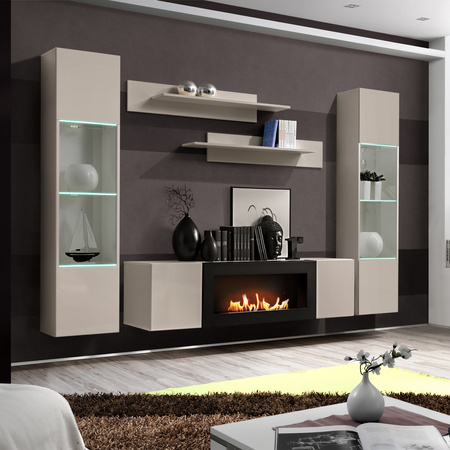 Βιολογικό τζάκι σε εντοιχισμένα έπιπλα Μοντέρνο τζάκι τηλεόρασης CC FY M1