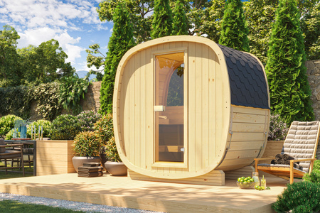 Vonkajšia sauna Limitovaná čierna verzia Uku 130 pre 3-4 osoby / iba elektrické vykurovanie / vysokokvalitné severské smrekové ( borovicové termálne drevo) | Wellness | Relaxácia | SPA | Wellness | Relaxácia | SPA | Severský štýl | Termálne drevo