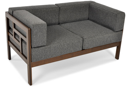 Canapé de jardin EDEN 2 places en bois, marron foncé/beige