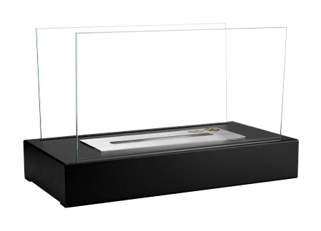 Bioșemineu independent Glow negru mat structural - design modern și căldură ecologică