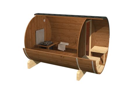 Sauna extérieur EDA 280 – sauna premium spacieuse pour 6–9 personnes avec poêle électrique ou poêle à bois, pour design et style exceptionnel