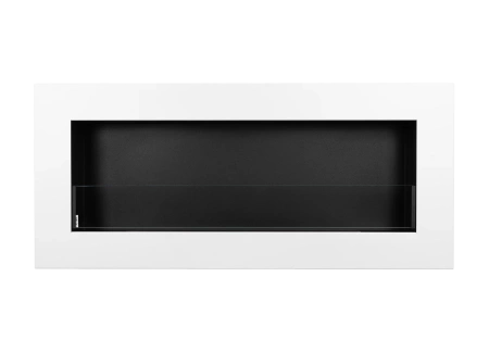 Hangende bio-ethanolhaard met glas 900 × 400 Box – mat wit structuur voor jouw comfort