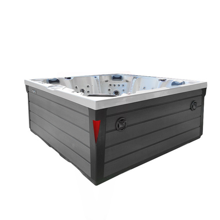 Садова джакузі SPA340ECO Cappuccino 220x220 см - екологічна гідромасажна ванна з облицюванням із сірого дерева