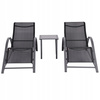 Garden Lounger Set with Side Table | Loungers with side table for patio or balcony Black/Grey | Garden table, patio, outdoor relaxation