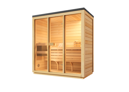 Градинска сауна Bali M – Просторна външна сауна за 3 души с електрически нагревател, идеална за релакс в градината