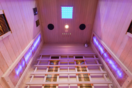 Sauna de infrarrojos con piedras de sal del Himalaya MO-EA2R | Wellness | Relax | SPA | Madera Termotratada | Madera Natural