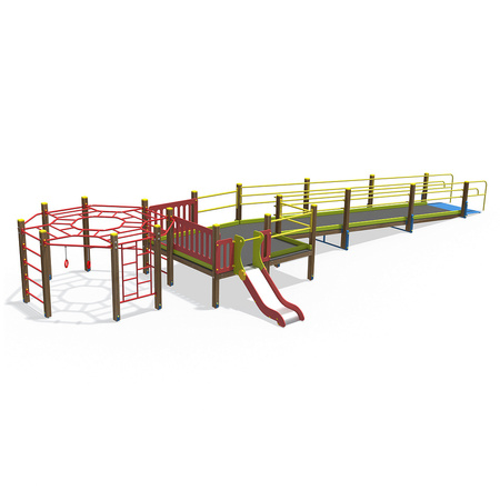 Speeltuin T601 — recreatiecomplex met hellingbaan, leuningen en glijbaan (EN 1176) voor kinderen