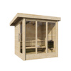 Sauna de jardín ANITA: moderna sauna exterior con estufa eléctrica, ideal para relajarse y disfrutar de un spa en casa.
