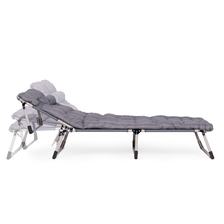 Fishing Garden Lounger | Folding lounger with mattress and cushion for patio or balcony Grey | Garden furniture, relaxation, modern style