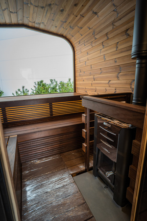 Luksuriøs udendørs sauna CUBE MODERNO PLUS premium - året rundt til haven