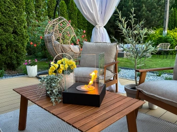 Biokominek wolnostojący Sunset Garden Mini czarny mat – mały, ekologiczny kominek na bioetanol idealny do wnętrz i na taras