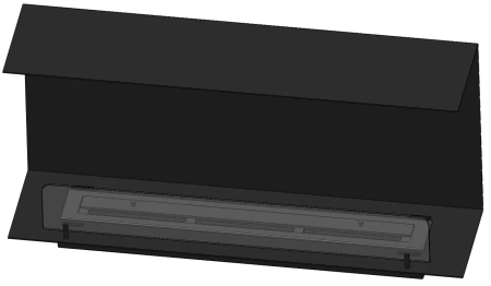 Inside C1000 v1 Biofireplace — built-in fireplace for a recess with LONGFIRE 800 burner, flame control