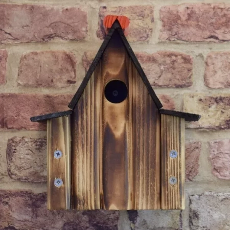 Nichoir Rustic Cottage – grand, fait main, bois recyclé, 24,5 × 20 × 23 cm