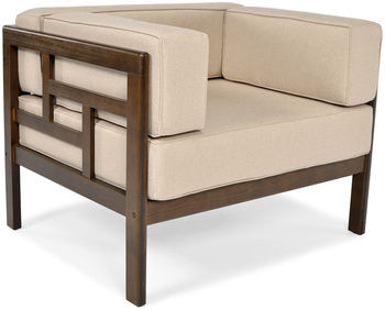 Koka dārza krēsls EDEN tumši brūns/bēšs | ērts dārza krēsls, moderns stils, terase un balkons